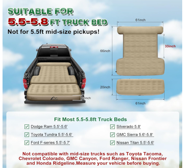 Load image into Gallery viewer, Inflated mattress in the truck bed, offering comfort.