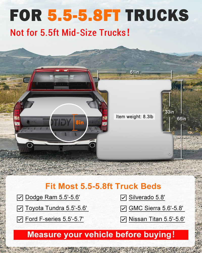 Load image into Gallery viewer, Truck Bed Air Mattress 5.5ft - 5.8ft, Top Layer Memory Foam