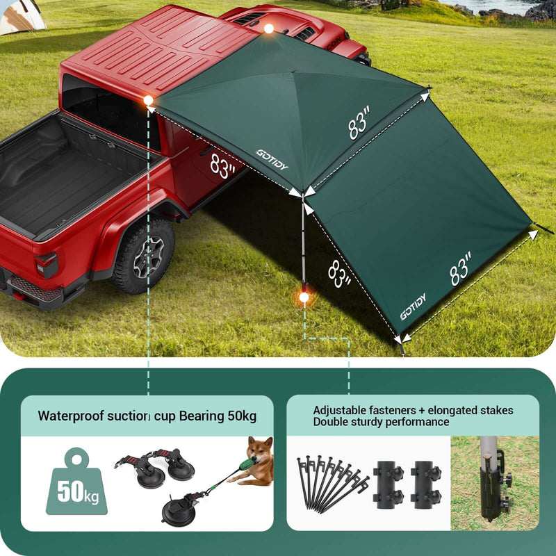 Load image into Gallery viewer, Awning tent extended showing 83-inch coverage