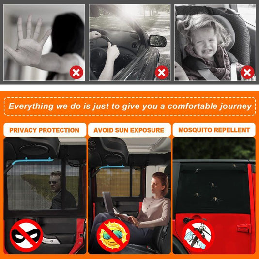 car window screens have 3 functions: Mosquito repellent, Privacy protection, Avoid sun exposure
