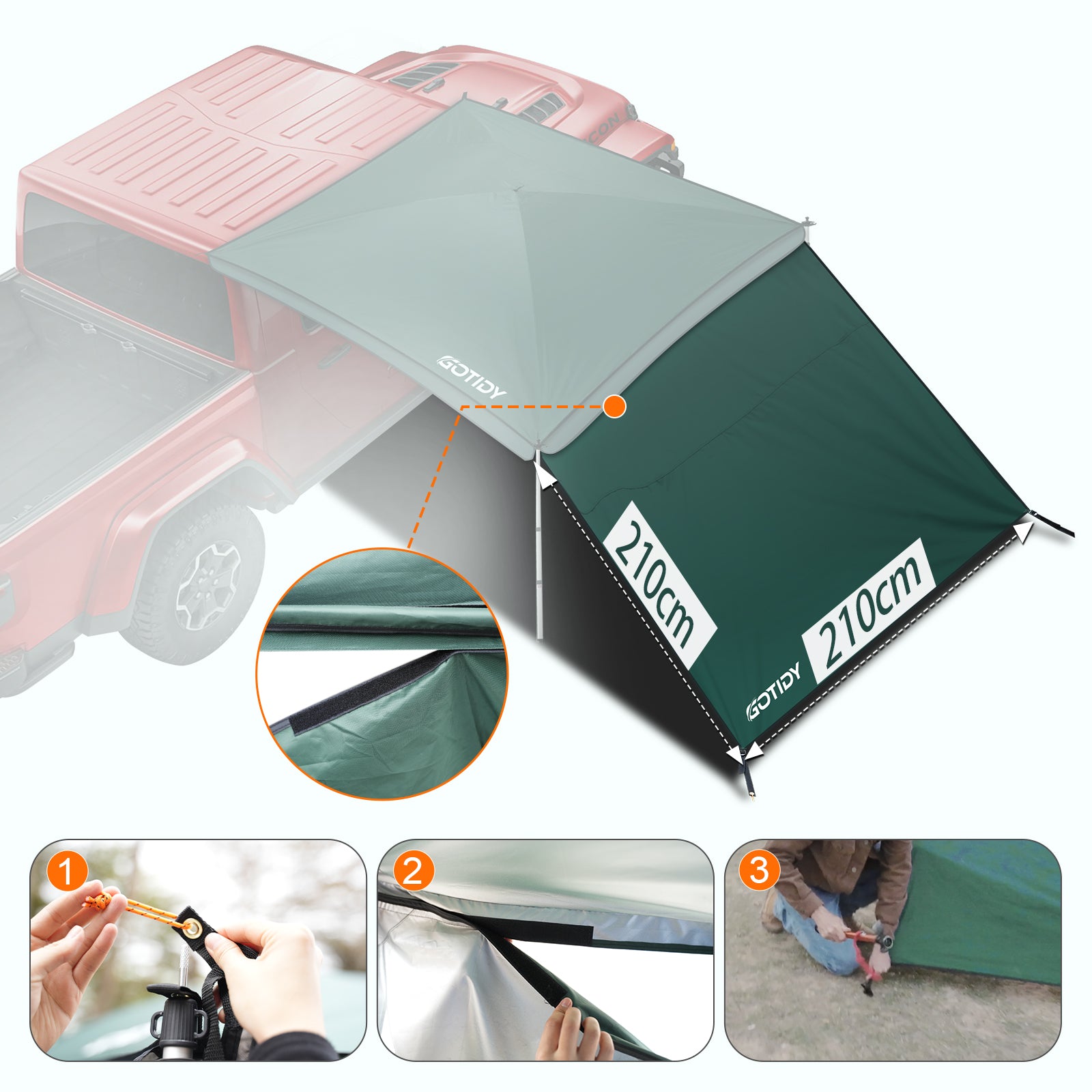Green Tarp Side Sheet – UV Protection for Pickup Tents | Gotidy