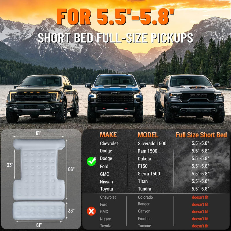 Chargez l'image dans la visionneuse de la galerie, Full-size truck bed air mattress fit guide for pickup trucks
