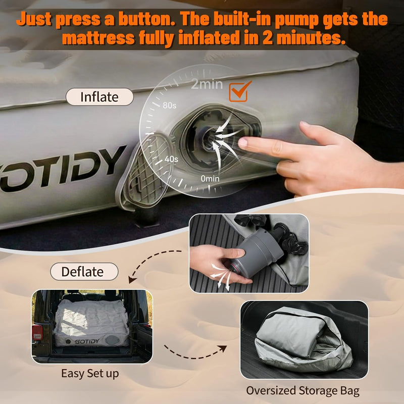 Load image into Gallery viewer, SUV air mattress with built-in quick inflate pump

