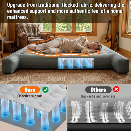 Supportive truck bed air mattress with air coil design