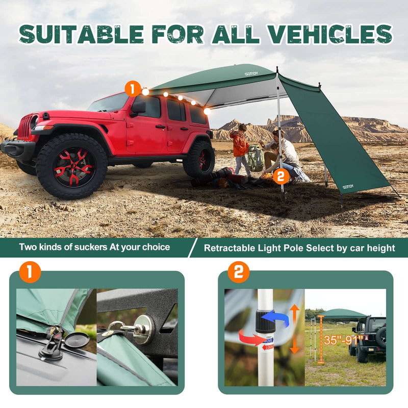 Load image into Gallery viewer, GOTIDY Car Awning Camping Tent, Retractable Support Rods
